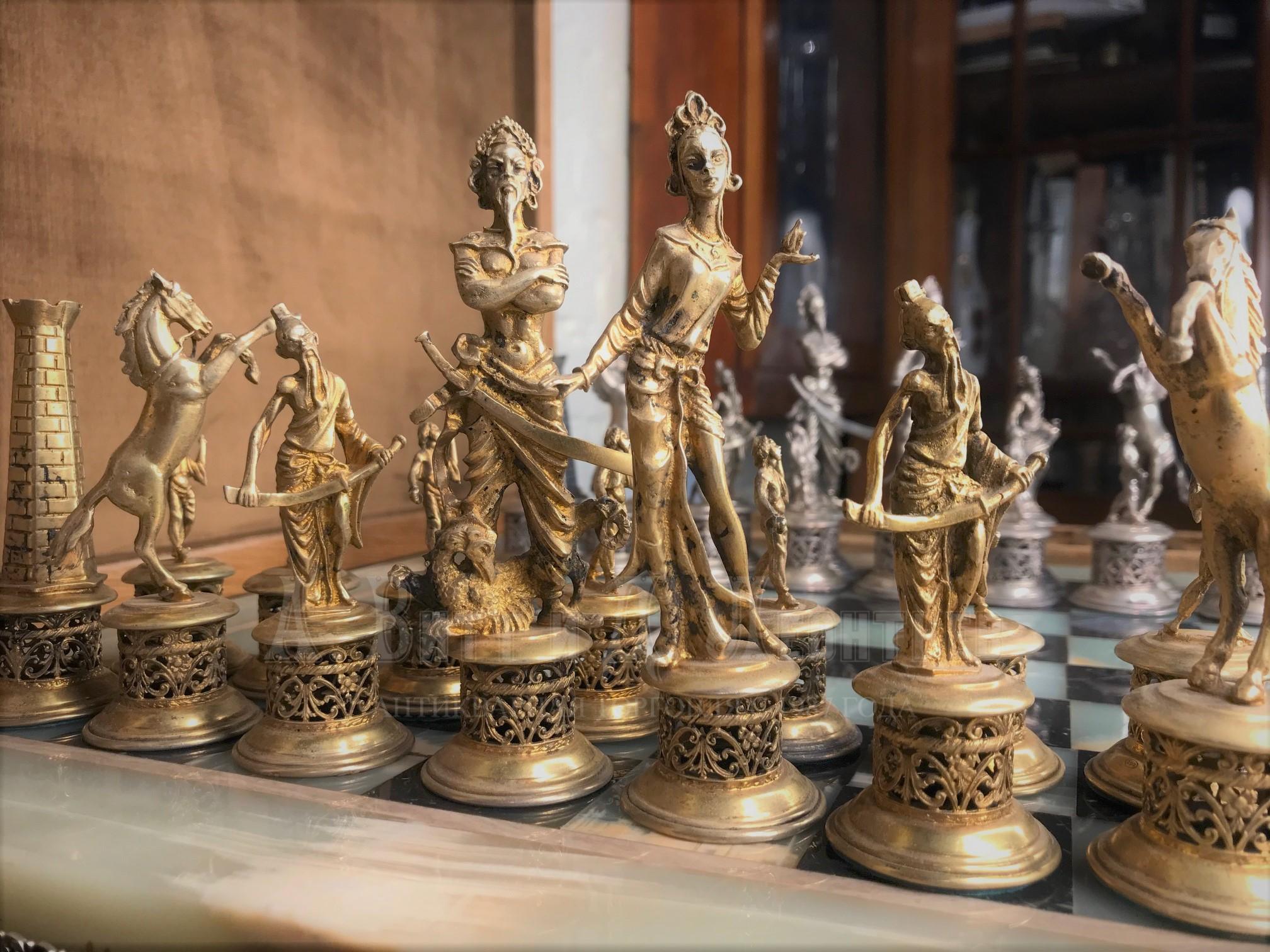 Серебряные шахматы Шинуазри купить антикварные 